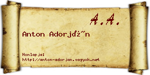Anton Adorján névjegykártya